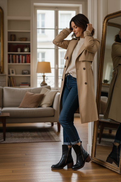 Victoria™ | Sorte Lærstøvler med en Komfortabel Hæl, Elegante og Tidløse