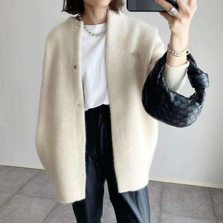 Amelie | Elegant hvit Strickjacke 